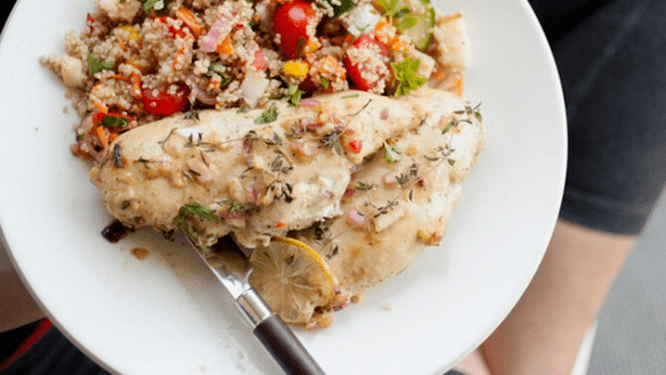 oqsilli dietada quinoa bilan losos